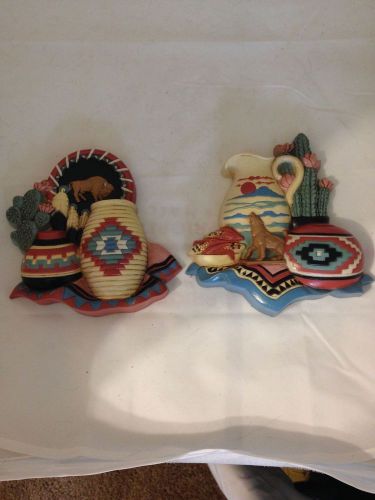 Two Southwestern theme Wall plaques 6 by 6 inches plastic