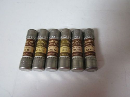 LOT OF 6 COOPER BUSSMANN LIMITRON KTK-10 FUSE NEW NO BOX KTK 10