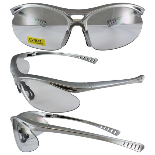 NEW PROTECTIVE LIGHTWEIGHT SAFETY SHOP GLASSES SILVER FRAME CLEAR LENSE
