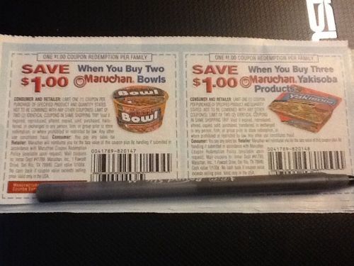 (22each in picture*******  MARUCHAN COUPONS SAVE $1/3 , $1/2 x7/31/15