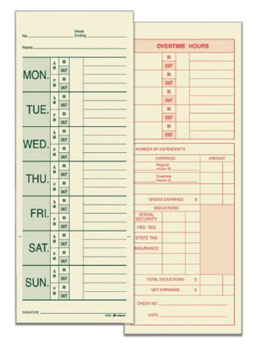 2 Sided Named Days Weekly Time Card