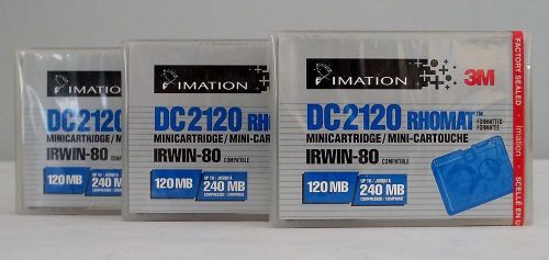Lot of 3 IMATION 3M DC2120 RHOMAT Mini Data Cartridges NOS