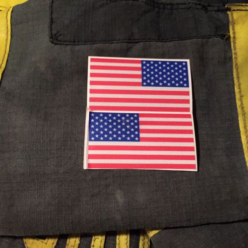 Reflective American Flags Mirrored 3&#034;- FIREFIGHTER HELMET FIRE HELMET STICKER