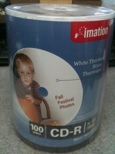 IMATION 52X CD-R 700MB 80MIN 100/PACK WHITE THERMAL PRINTABLE HUB SPINDLE