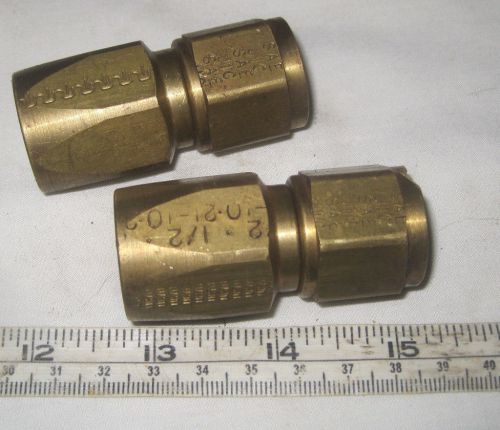 Lot of 2 Brass Reusable Hydraulic Hose Fittings -10 (5/8&#034;) AN/JIC x 5/8&#034; Hose