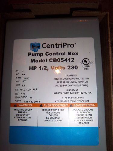 1/2 Hp 1Ph 60HZ 230Vac CentriPro water well pump control box CB05412 00044