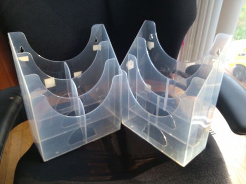 Lot of 2 clear acrylic 3 tier literature/brochure holder, hang/stand for sale