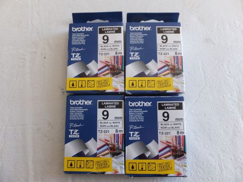 4-Pack Genuine Brother P-Touch TZ-221 Label Tape TZ221 fits PT-1750 PT-1880