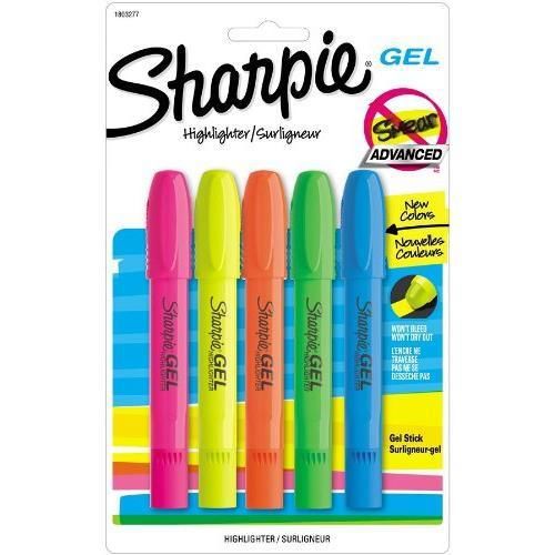 Sharpie 1803277 Accent Gel Highlighter, Assorted Colors, 5-Pack New