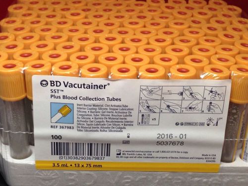 bd vacutainer SST plus blood collection tube yellow top box of 100
