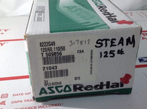 Asco redhat  120/60ac 2-way brass steam solenoid valve, 3/4&#034; nc 8222g049 #2 for sale