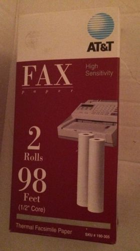 AT&amp;T FAX Thermal Facsimile Paper 2 Rolls 1/2&#034; Core High Sensitivity # 190-305