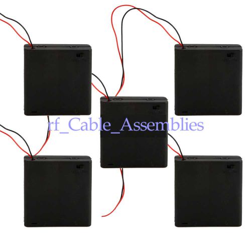 5x New 4 AA 2A Battery 6V Holder Box Case with ON/OFF Switch Black High Quality
