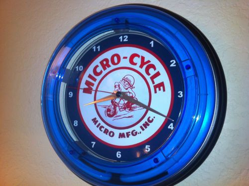 Micro Cycle Mini Bike Motorcycle Garage ManCave Neon Wall Clock Advertising Sign