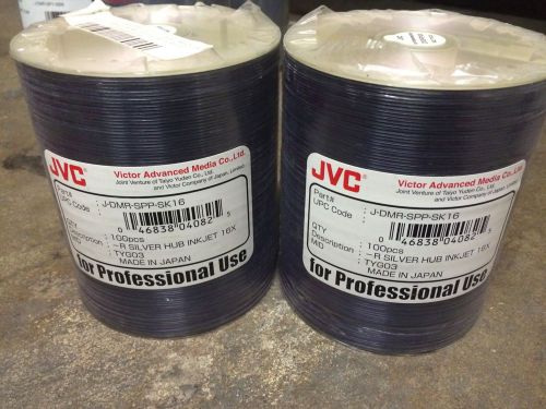 Lot (200) JVC J-DMR-SPP-SK16 16X DVD-R Silver Inkjet Hub Printable Media