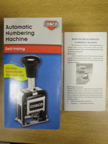NEW Cosco 026137 Automatic Self Inking Numbering Machine - 6 Wheels, Ink, Pads