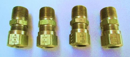 BRASS D. O. T. DOT D O T COMPRESSION ADAPTER 1/2&#034; N.P.T. X 5/8&#034; O.D. TUBING