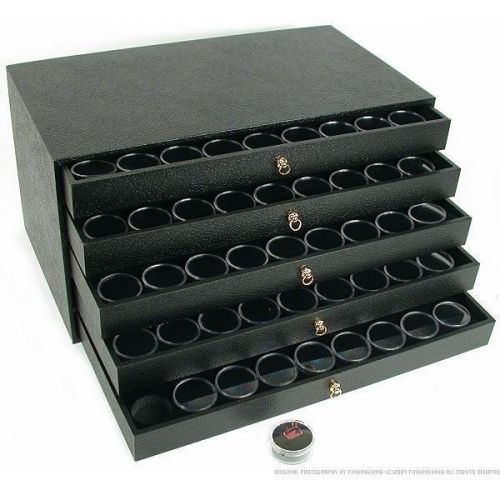 180 Black Gem Jars Display &amp; Storage Case