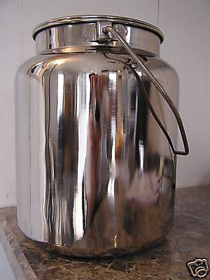New stainless steel milk can with lid - 10 qt capacity for sale