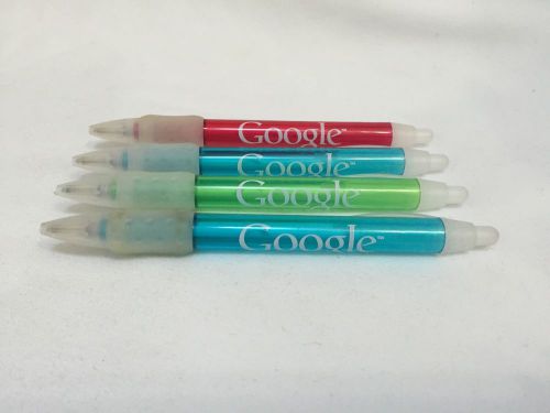 Lot Of 4 Google Pens, Good Condition, Green Pink &amp; Blue - All 4 Work! (RF215)