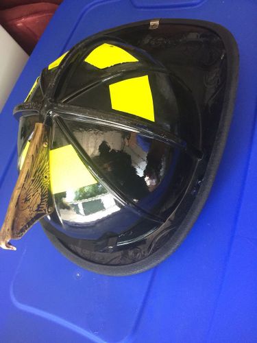 Cairns Firefighter Black Helmet Turnout Bunker Gear Model 1010 Brass Eagle