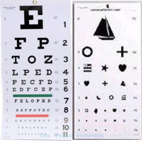 Elite Medical Instruments ® Kindergarten and Snellen Wall Eye Charts 22&#034; By 11&#034;