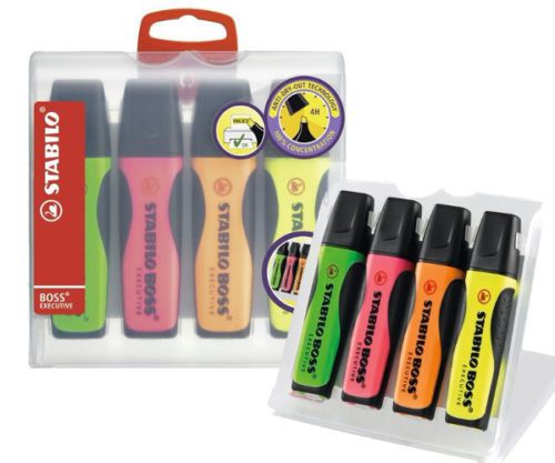 Stabilo Boss Executive Highlighter Pen 4 Original 4 Fluorescent Colours