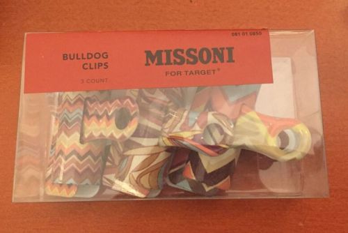 MISSONI For Target Bulldog Clips 3 Pack Chevron Zig Zag Pastel Terracotta- NIB