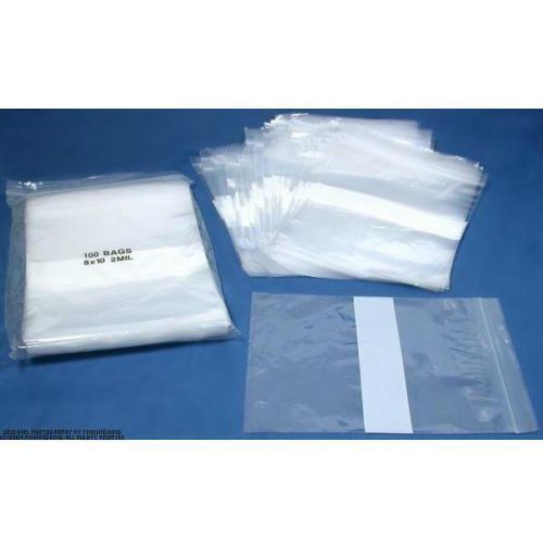 200 White Block Resealable Plastic Bags 8&#034; x 10&#034;