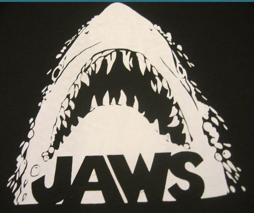 Vintage 1970 JAWS White Iron on TRANSFER Shark Movie