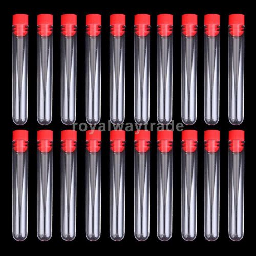 20pcs non-graduated plastic test tubes lab test container tool w/ screw caps for sale