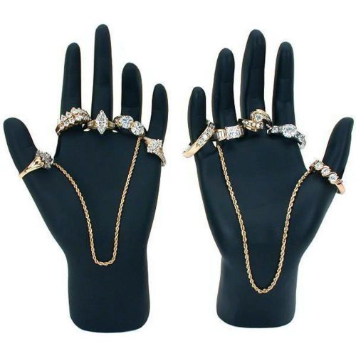 2 Black Left &amp; Right Jewelry Ring Hand Displays