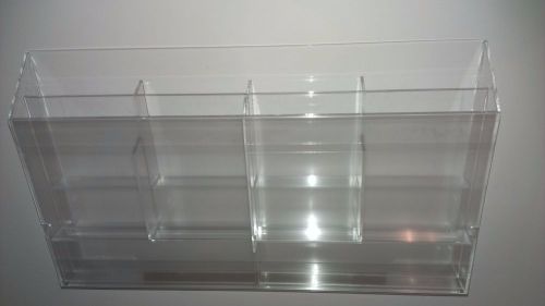 Clear acrylic magazine/brochure holder 2-tier 4-8 pockets w/adjustable dividers for sale