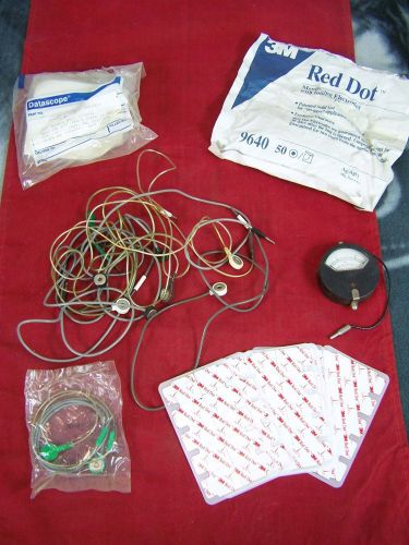 RED DOT MONITORING ELECTRODES WITH FOAM TAPE AND HOOK UP CORDS VINTAGE