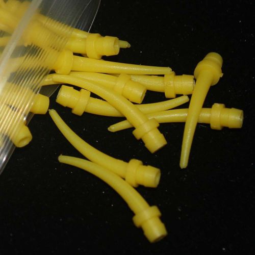 100pcs Dental Impression Silicone rubber Tray Tips Yellow for mixing tips Rus