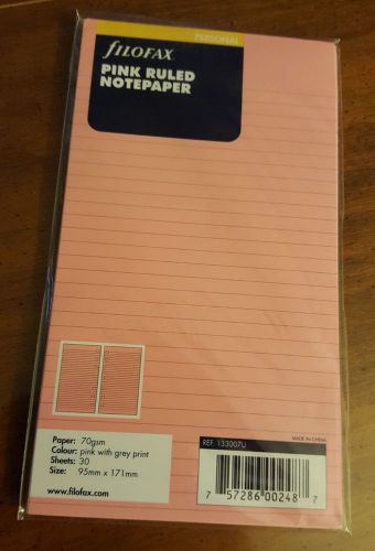 Filofax Pink Ruled Personal Size Notepaper - 133007U - Organizer/Planner