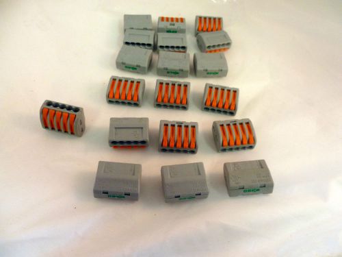 WAGO 222-415 5 port lever nuts (19) + lot of 2/3/4/6 wall nuts 123 pieces B108