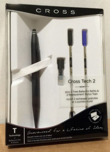 Cross Tech2 Ballpoint &amp; Stylus Pen, Med Pt 0.7mm, Satin Black Barrel, Brand New
