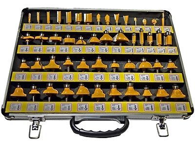 50pc 1/4&#034; shank carbide tipped router bit set in metal locking case - 71050 for sale