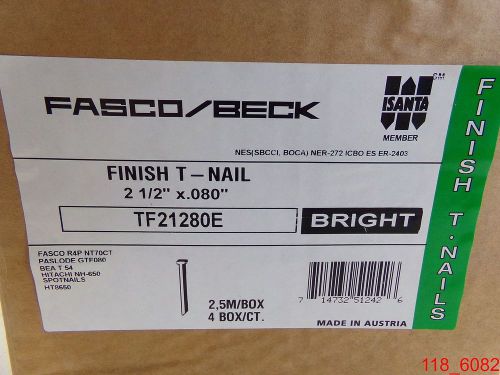 Qty=10,000 fasco / beck finish t-nail 2-1/2&#034; x .080&#034; part # tf21280e for sale
