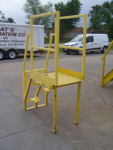 Industrial factory steps ladder w/ working paltform + guard rails #2 for sale