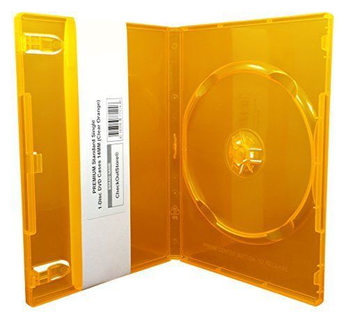 6 CheckOutStore® PREMIUM Standard Single 1-Disc DVD Cases 14mm Clear Orange