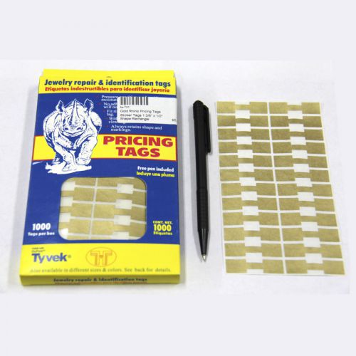 Rectangular Gold Tone Sticker Rhino Pricing Jewelry Tags 1000 Pcs 1.375&#034; x 0.50&#034;