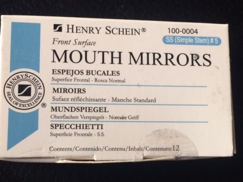 Dental Henry Schein  Mouth Mirror front surface simple stem #5   12/Box Miltex