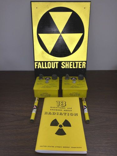 Civil defense double dosimeter and chargers with Vintage Fallout Shelter Sign!