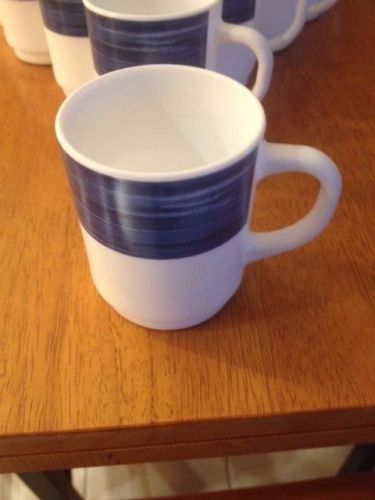 Arcoroc Coffee Cups - Lot of 16 - Professional Quality - Brushed Blue Jean