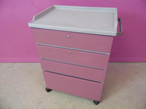 Pink 4 drawer medical treatment supply cabinet cart for sale