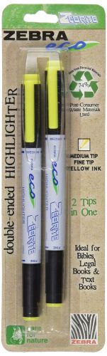Zebra Eco Zebrite Double-Ended Highlighter Yellow Chisel and Fine Point 2-Pac...