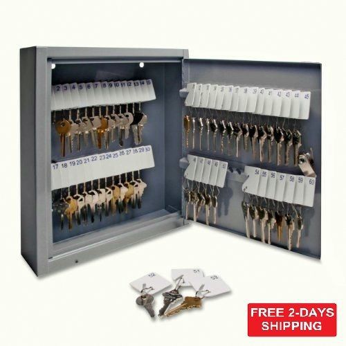 60 Keys Organizer Locked Multi Holder Storage Cabinet Box Wall Mount Labels Tag