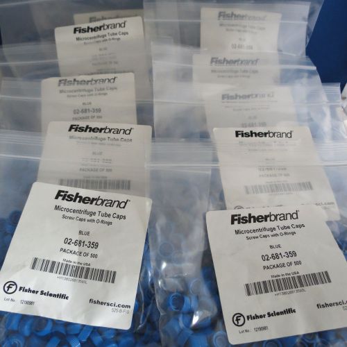 Case/5000 Fisherbrand Microcentrifuge Tube Screw Caps w/ O-Rings 02-681-359 Blue